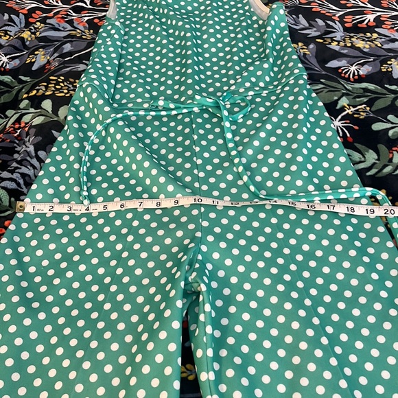 Vintage handmade polka dot polyester jumpsuit with matching shirt - Picture 10 of 16